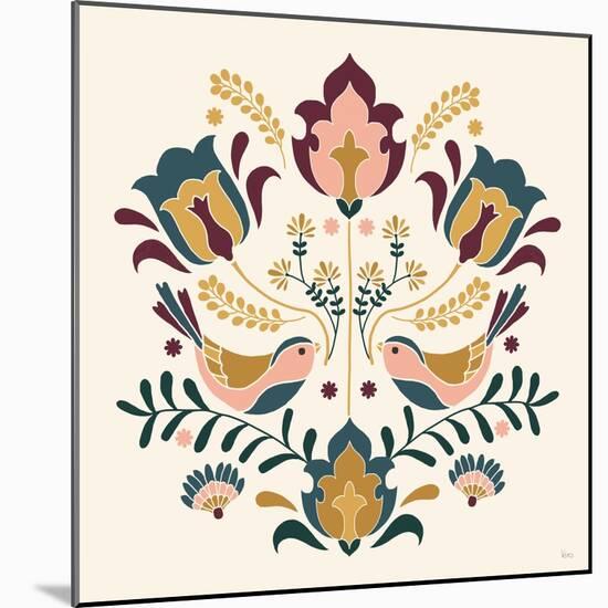 Folk Floral III Green-Veronique Charron-Mounted Art Print