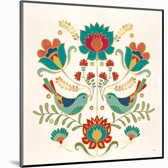 Folk Floral III v2-Veronique Charron-Mounted Art Print