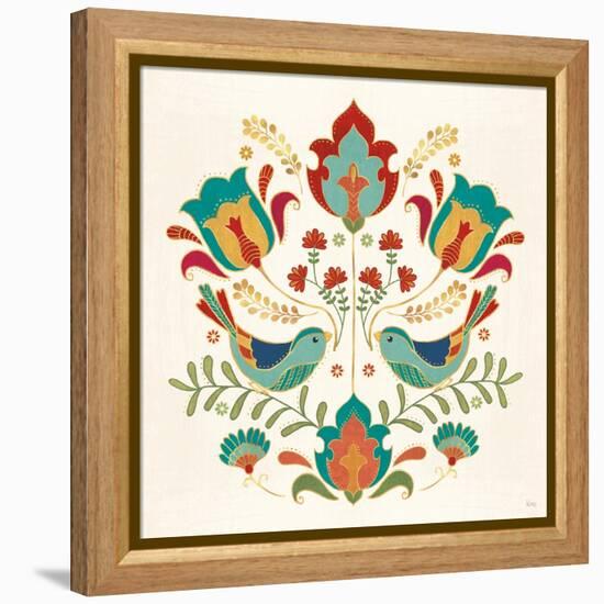 Folk Floral III-Veronique Charron-Framed Stretched Canvas