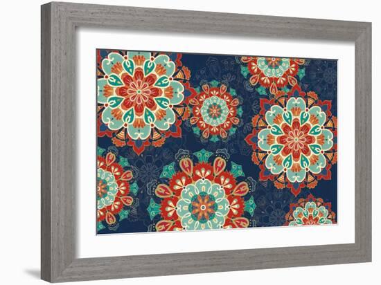 Folk Floral VIII Dark-Veronique Charron-Framed Art Print