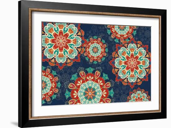 Folk Floral VIII Dark-Veronique Charron-Framed Art Print