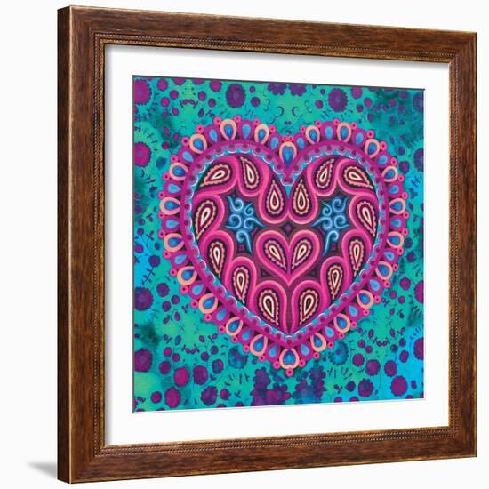 Folk Heart on Green, 2016 (Oil on Canvas)-Jane Tattersfield-Framed Giclee Print