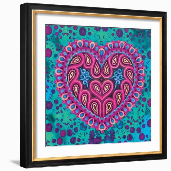 Folk Heart on Green, 2016 (Oil on Canvas)-Jane Tattersfield-Framed Giclee Print