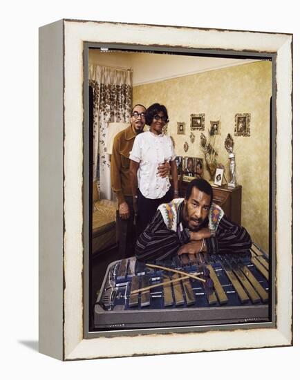 Folk Singer Richie Havens Leaning on Xylophone with Parents: Richard and Mildred in Background-John Olson-Framed Premier Image Canvas