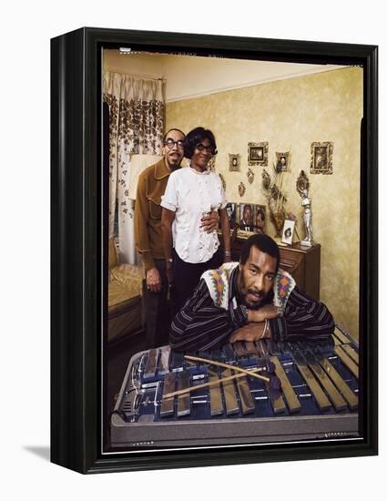 Folk Singer Richie Havens Leaning on Xylophone with Parents: Richard and Mildred in Background-John Olson-Framed Premier Image Canvas