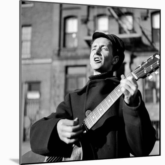 Folk Singer Woody Guthrie in Nyc-null-Mounted Premium Photographic Print