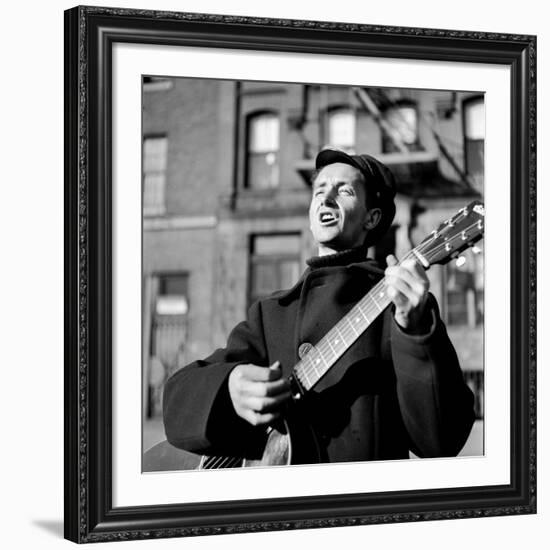 Folk Singer Woody Guthrie in Nyc-null-Framed Premium Photographic Print