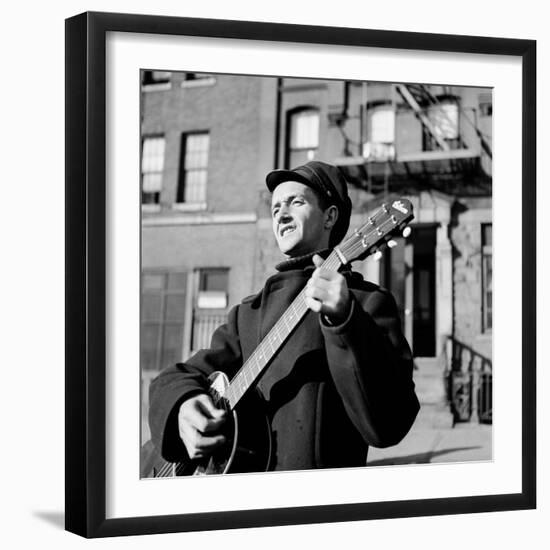 Folk Singer Woody Guthrie in Nyc-null-Framed Premium Photographic Print