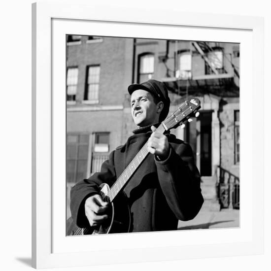 Folk Singer Woody Guthrie in Nyc-null-Framed Premium Photographic Print