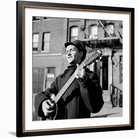 Folk Singer Woody Guthrie in Nyc-null-Framed Premium Photographic Print