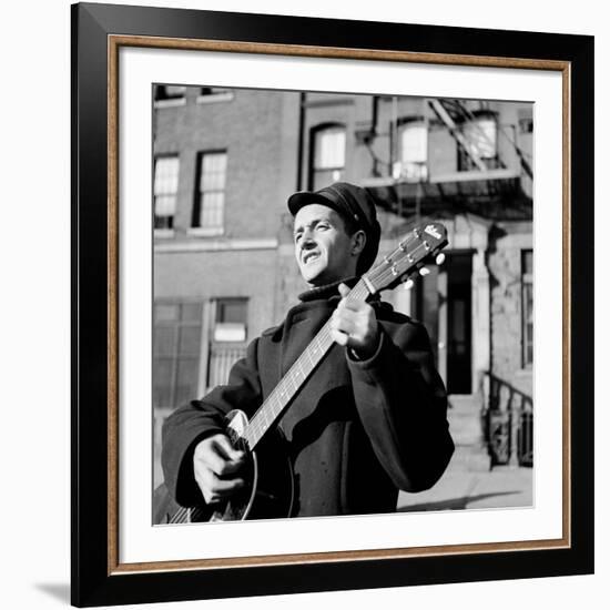 Folk Singer Woody Guthrie in Nyc-null-Framed Premium Photographic Print