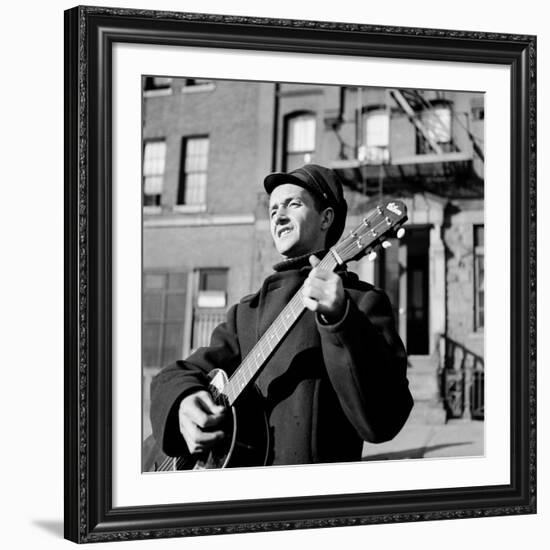 Folk Singer Woody Guthrie in Nyc-null-Framed Premium Photographic Print