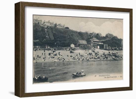 'Folkestone. The Beach and Lifts', late 19th-early 20th century-Unknown-Framed Giclee Print