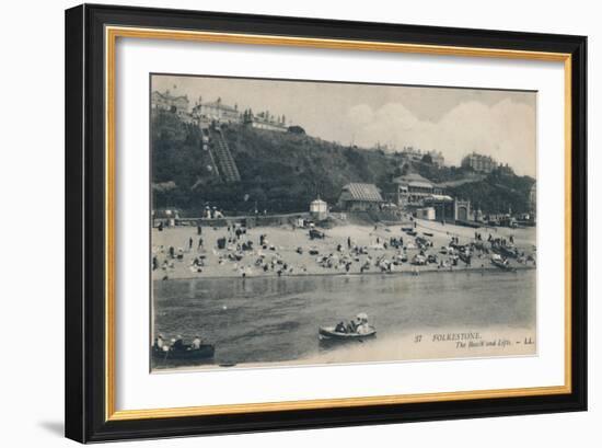 'Folkestone. The Beach and Lifts', late 19th-early 20th century-Unknown-Framed Giclee Print