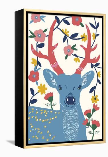 Folklore Deer-Emilie Ramon-Framed Stretched Canvas