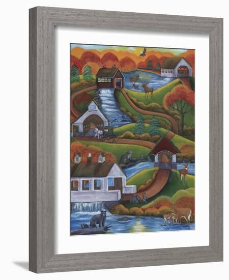 Follow The Covered Bridge Road-Cheryl Bartley-Framed Giclee Print