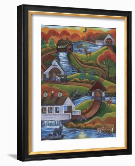 Follow The Covered Bridge Road-Cheryl Bartley-Framed Giclee Print