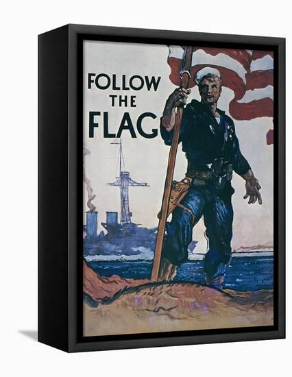 Follow the Flag, US Navy Recruitment Poster-null-Framed Premier Image Canvas