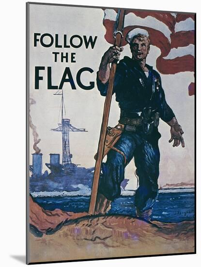 Follow the Flag, US Navy Recruitment Poster-null-Mounted Giclee Print