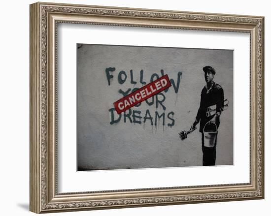 Follow your dreams-Banksy-Framed Art Print