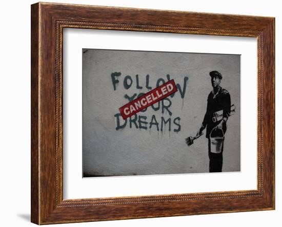 Follow your dreams-Banksy-Framed Art Print