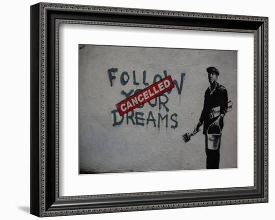 Follow your dreams-Banksy-Framed Art Print