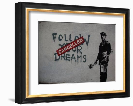 Follow your dreams-Banksy-Framed Art Print