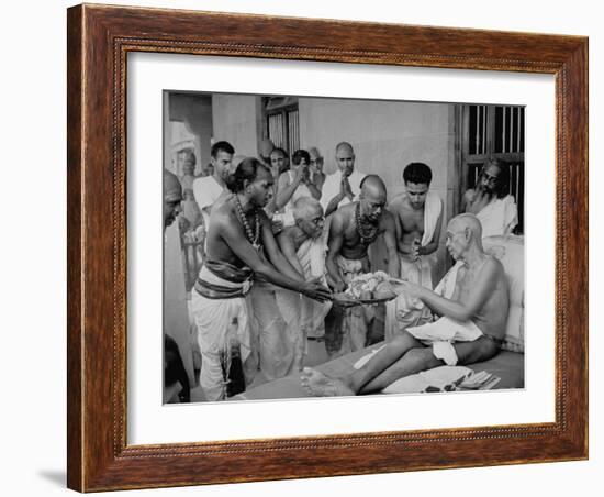 Followers Offering Fruits to Sri Ramana Maharshi-null-Framed Premium Photographic Print