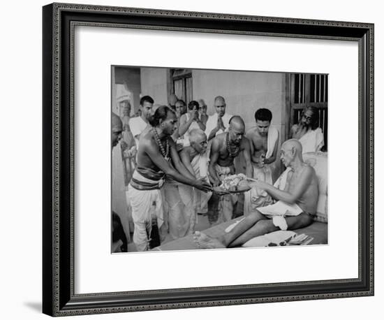 Followers Offering Fruits to Sri Ramana Maharshi-null-Framed Premium Photographic Print