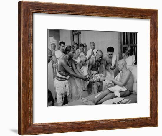 Followers Offering Fruits to Sri Ramana Maharshi-null-Framed Premium Photographic Print