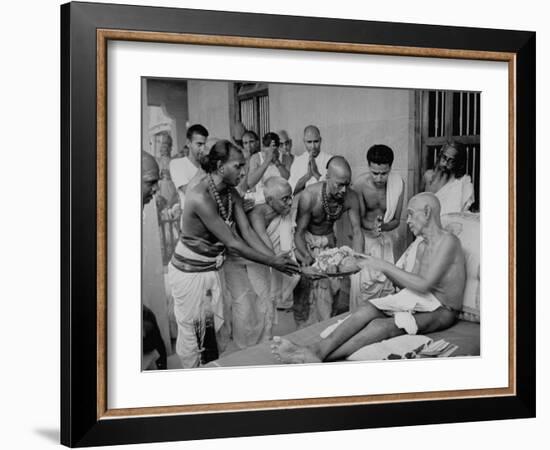 Followers Offering Fruits to Sri Ramana Maharshi-null-Framed Premium Photographic Print