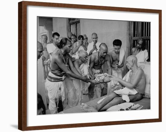 Followers Offering Fruits to Sri Ramana Maharshi-null-Framed Premium Photographic Print