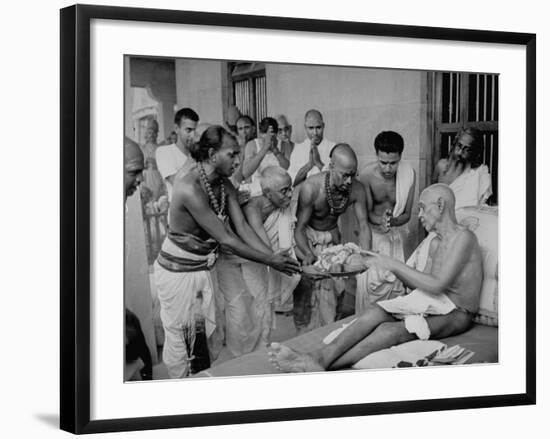 Followers Offering Fruits to Sri Ramana Maharshi-null-Framed Premium Photographic Print