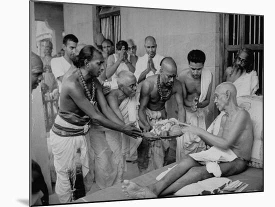 Followers Offering Fruits to Sri Ramana Maharshi-null-Mounted Premium Photographic Print