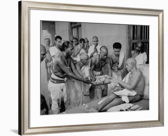 Followers Offering Fruits to Sri Ramana Maharshi-null-Framed Premium Photographic Print