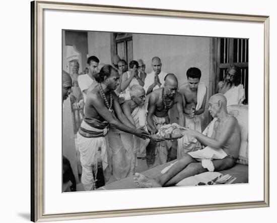 Followers Offering Fruits to Sri Ramana Maharshi-null-Framed Premium Photographic Print