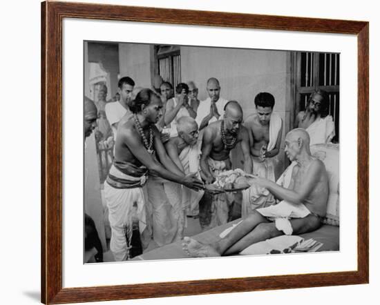 Followers Offering Fruits to Sri Ramana Maharshi-null-Framed Premium Photographic Print