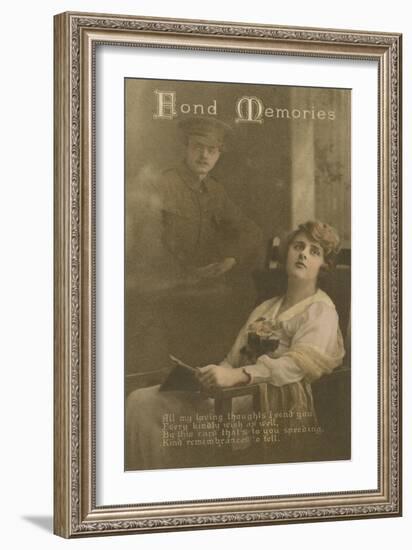 Fond Memories, Romantic Postcard Sent from a Soldier to His Sweetheart-null-Framed Giclee Print