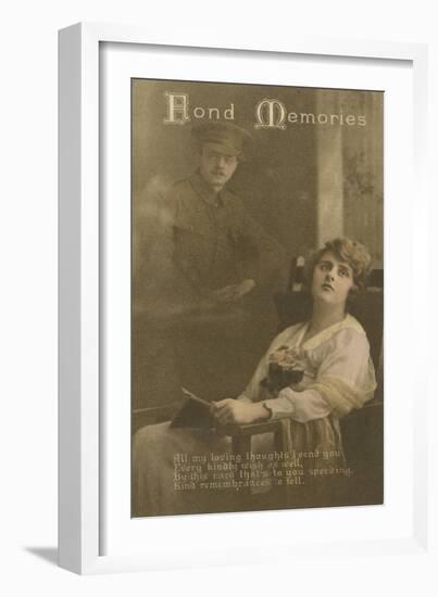 Fond Memories, Romantic Postcard Sent from a Soldier to His Sweetheart-null-Framed Giclee Print