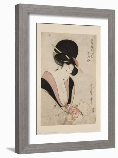 Fond of Pets (Mono-Zuki) (Colour Woodblock Print)-Kitagawa Utamaro-Framed Giclee Print