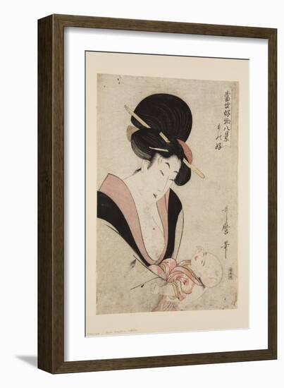 Fond of Pets (Mono-Zuki) (Colour Woodblock Print)-Kitagawa Utamaro-Framed Giclee Print