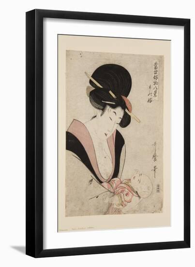 Fond of Pets (Mono-Zuki) (Colour Woodblock Print)-Kitagawa Utamaro-Framed Giclee Print