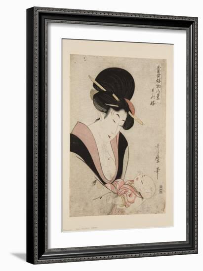 Fond of Pets (Mono-Zuki) (Colour Woodblock Print)-Kitagawa Utamaro-Framed Giclee Print