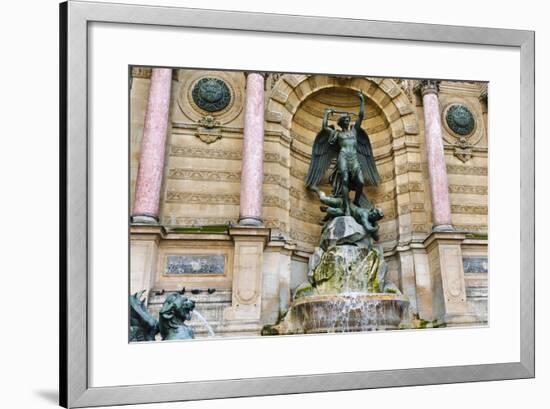 Fontaine Saint-Michel, Left Bank, Paris, France-Russ Bishop-Framed Photographic Print