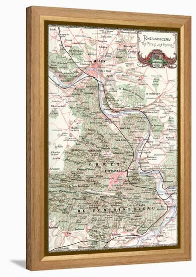 "Fontainebleau: The Forest and Environs" French Map from the 1800s-Piddix-Framed Stretched Canvas