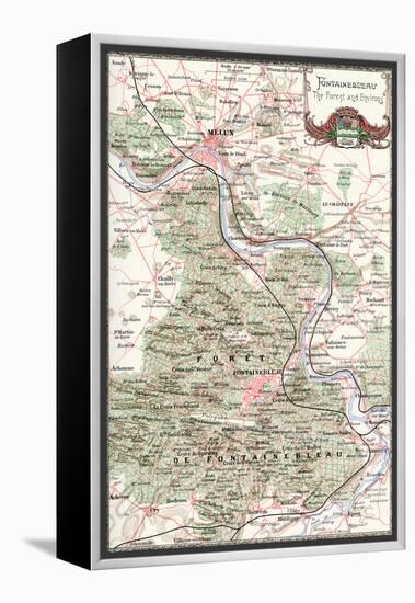 "Fontainebleau: The Forest and Environs" French Map from the 1800s-Piddix-Framed Stretched Canvas