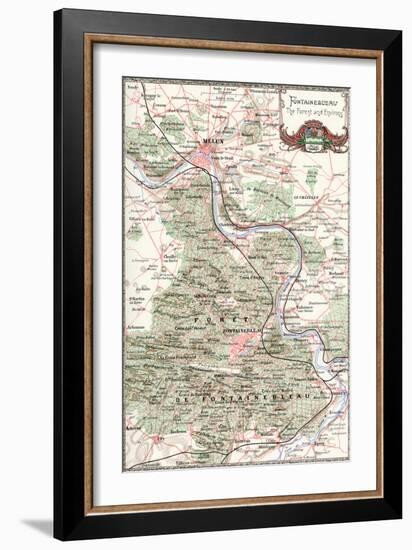 "Fontainebleau: The Forest and Environs" French Map from the 1800s-Piddix-Framed Art Print