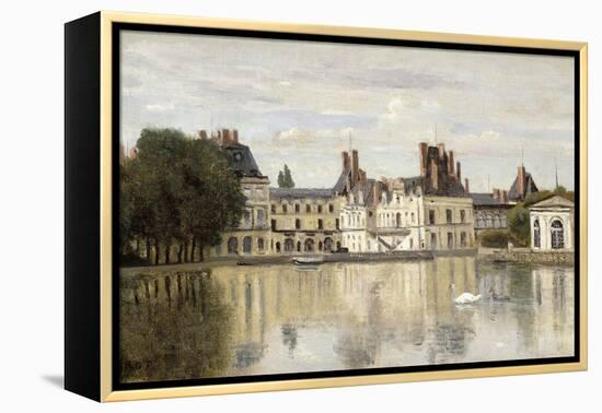 Fontainebleau - View of the Chateau and Lake-Jean-Baptiste-Camille Corot-Framed Premier Image Canvas