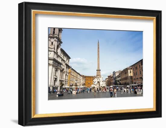 Fontana Dei Quattro Fiumi, Topped by the Obelisk of Domitian, Piazza Navona, Rome, Lazio, Italy-Nico Tondini-Framed Photographic Print