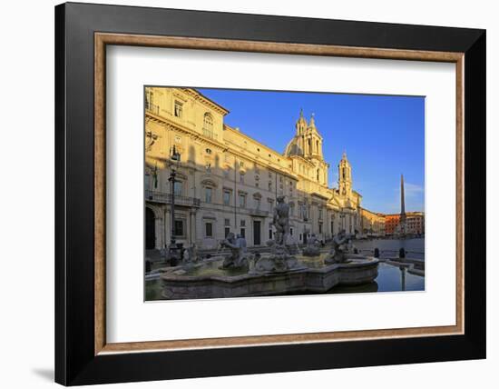 Fontana del Nettuno and Fontana dei Quattro Fiumi in Piazza Navona, Rome, Lazio, Italy, Europe-Hans-Peter Merten-Framed Photographic Print